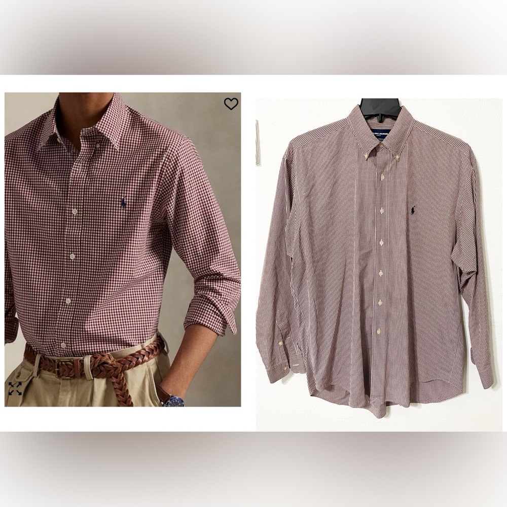Ralph Lauren Polo Golf Burgundy Button Down Shirt Brand Buttons Tilden 💯 Cotton